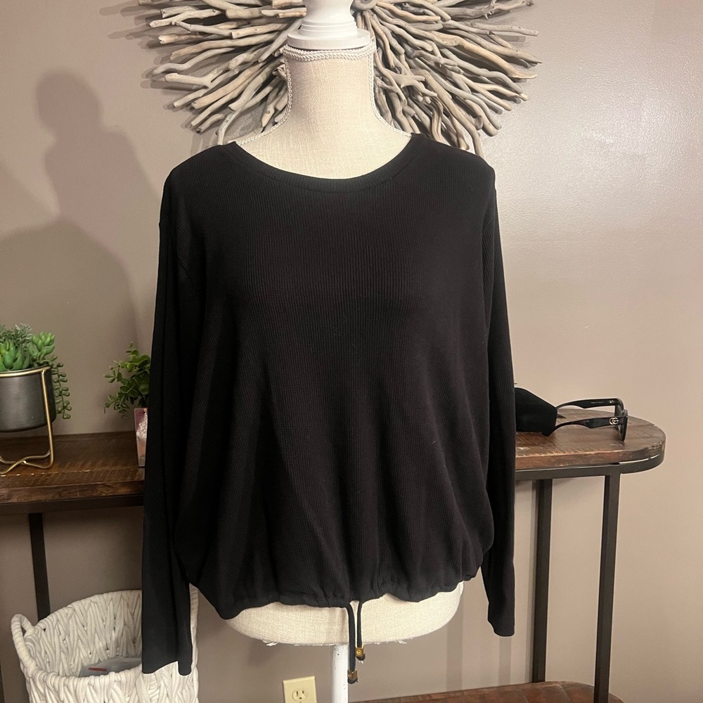 Michael Kors waffle knit top‎ in black